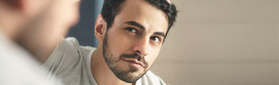 Banner uomo barba a chiazze